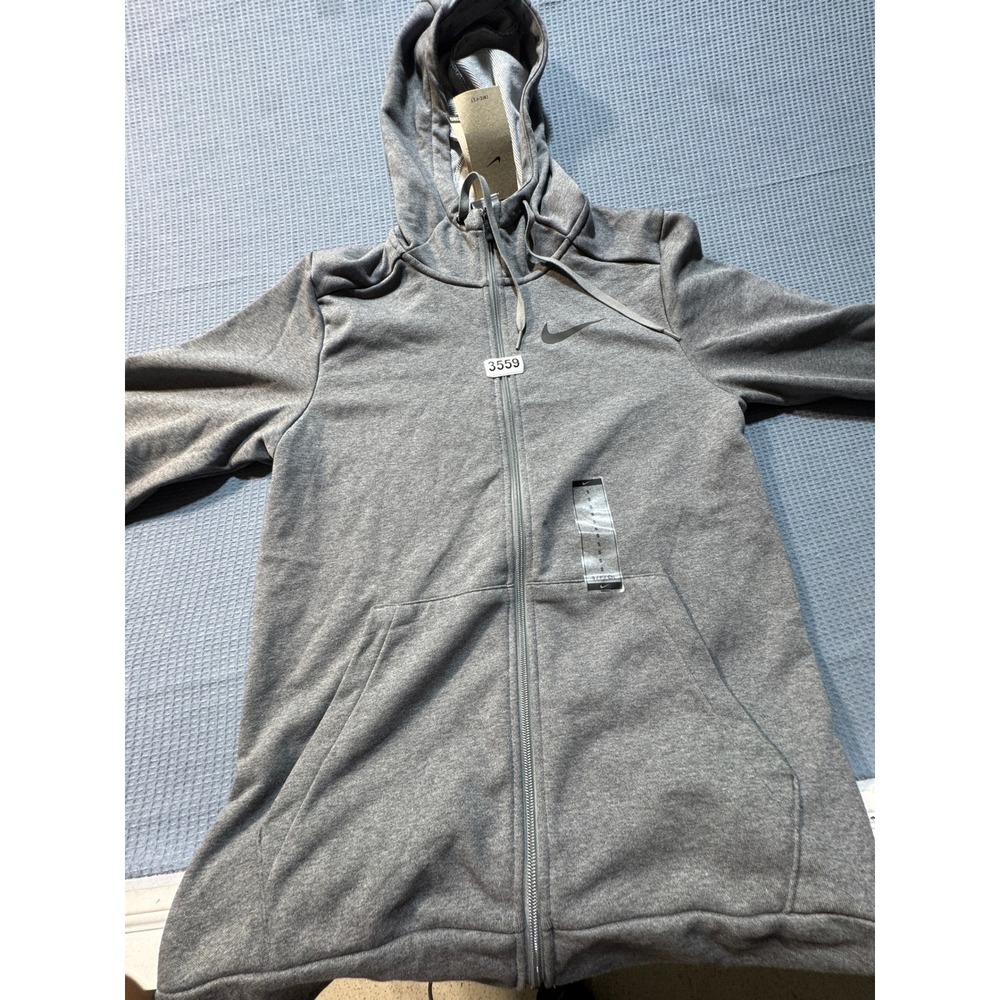 Nike Dri-FIT Full Zip Training Hoodie Mens Small Gray